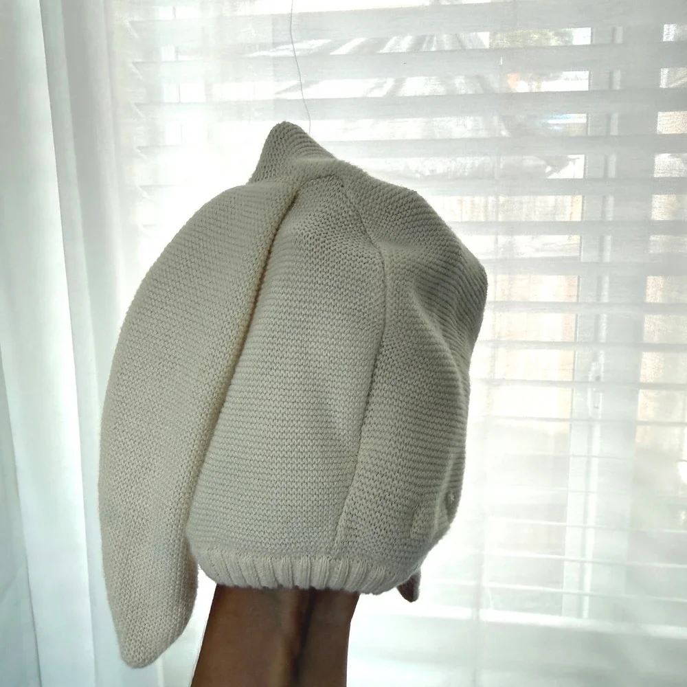 Meri Meri Kids Knit Bunny Bonnet Hat Lot of 2 Cream floppy  Ears photoshoot